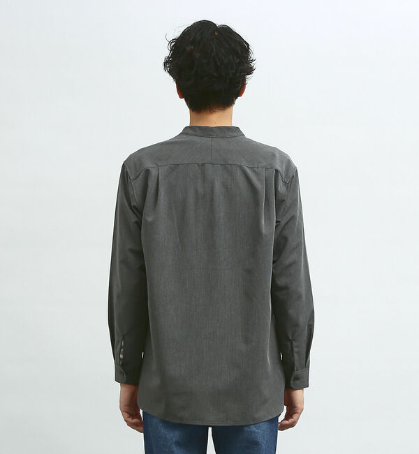 ABAHOUSE「【変形襟】シャンブレーツイル カラーレス シャツ / バンドカラーシャツ」|シャツ・ブラウス|