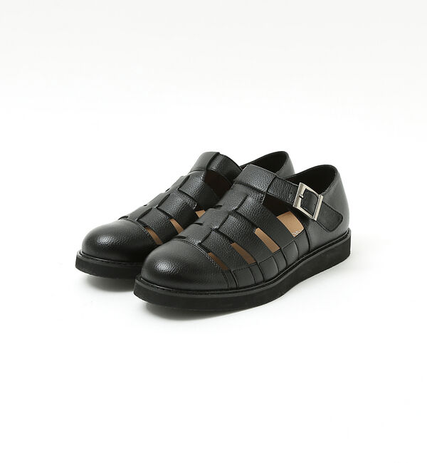 ABAHOUSE「ネオレザーグルカサンダル / ローヒール」|サンダル|ブラック