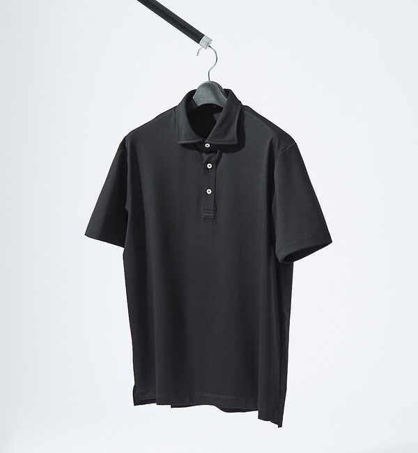 ABAHOUSE「【接触冷感】アイスピケ ストレッチ ポロシャツ / FLEX COOL」|ポロシャツ|ブラック