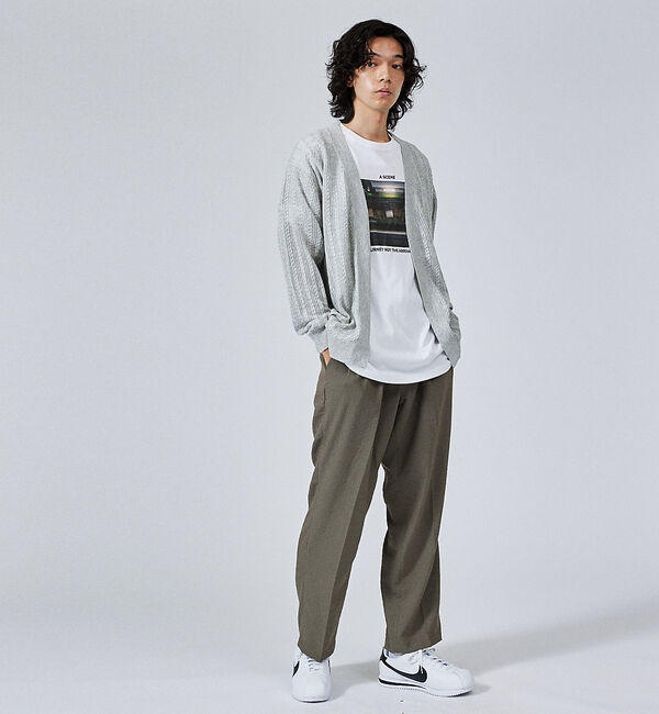 ABAHOUSE「【レース編み】ボタンレスカーディガン/ シアーカーディガン」|カーディガン|