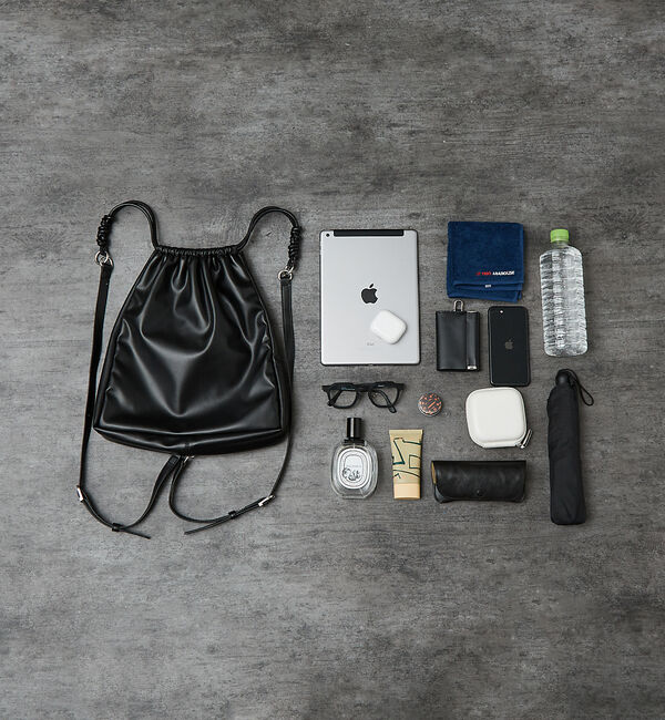 ABAHOUSE「【マルチウェイ】 フェイクレザー 巾着ナップサック / ショルダーバッグ / ユ」|リュック|