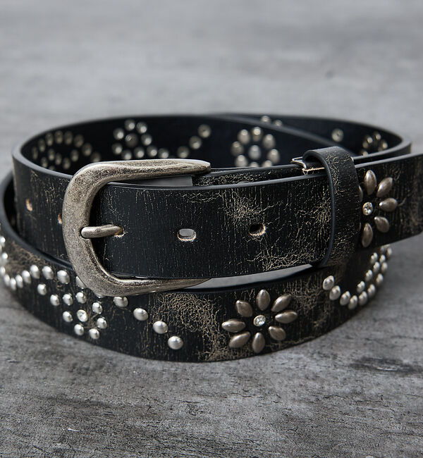 ABAHOUSE「【ウエスタン スタッズ レザー ベルト】35mm black Studded b」|ベルト|ブラック系その他1