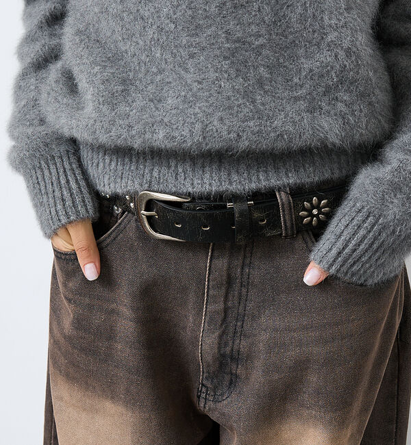 ABAHOUSE「【ウエスタン スタッズ レザー ベルト】35mm black Studded b」|ベルト|