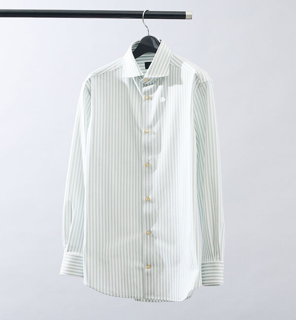 ABAHOUSE「【ON/OFF兼用】360&deg;ストレッチ ロンドンストライプ ワイドカラーシャツ」|シャツ・ブラウス|ライトグレー