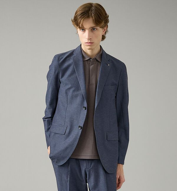 ABAHOUSE「【セットアップ対応】スーパーストレッチ リネンジャケット/ FLEX JACKE」|テーラードジャケット|ネイビー