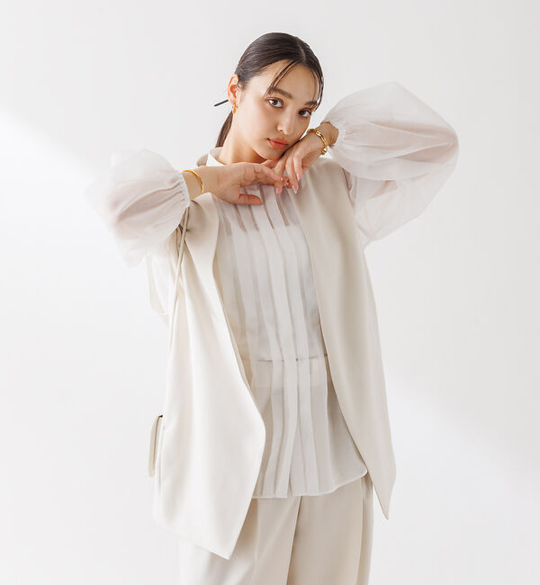 Rouge vif「【セットアップ対応】ノーカラー  ジレジャケット」|ベスト・ジレ|