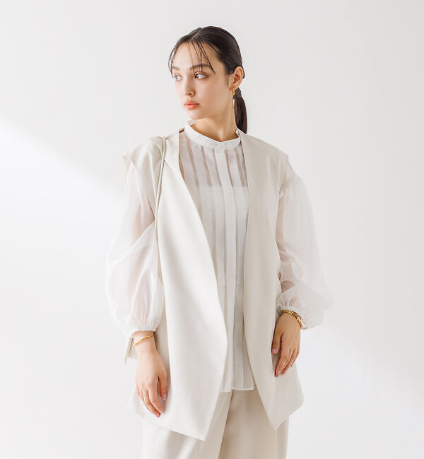 Rouge vif「【セットアップ対応】ノーカラー  ジレジャケット」|ベスト・ジレ|