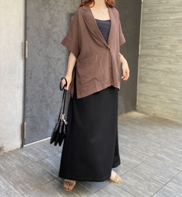 Rouge vif「強撚半袖シアーフォルムジャケット」|テーラードジャケット|