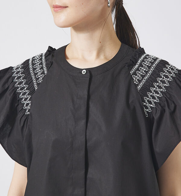 qualite「スモッキングスリーブシャツ」|シャツ・ブラウス|