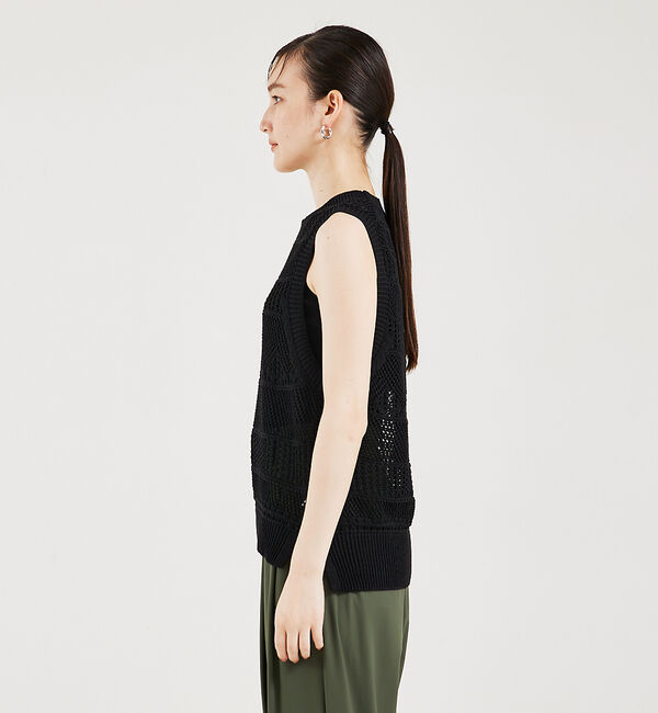 qualite「かぎ針風ノースリーブニット」|ニット・セーター|