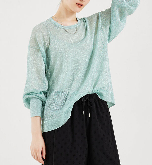 qualite「ラメシアーニットプルオーバー」|ニット・セーター|グリーン