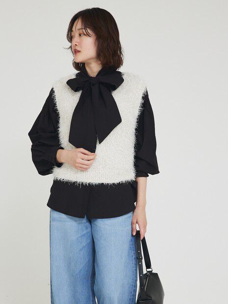 qualite「シアーボウタイブラウス」|シャツ・ブラウス|ブラック