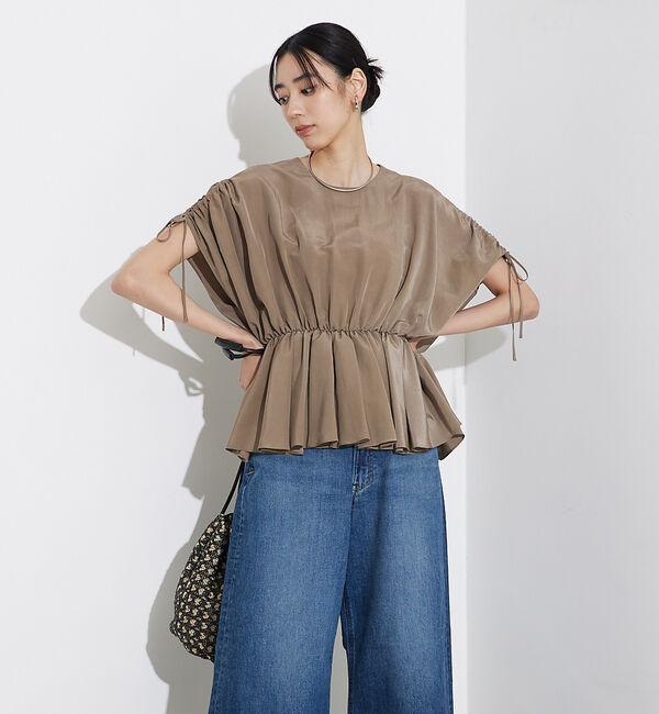 qualite「ボリュームギャザータックTOP」|シャツ・ブラウス|モカ