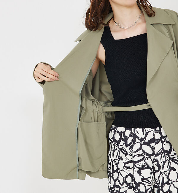 qualite「【撥水&times;軽やか】ボックスタックダブルジャケット」|トレンチコート|