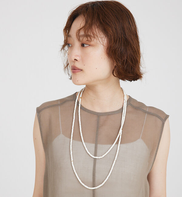 qualite「ストーンロングネックレス」|ネックレス|ホワイト