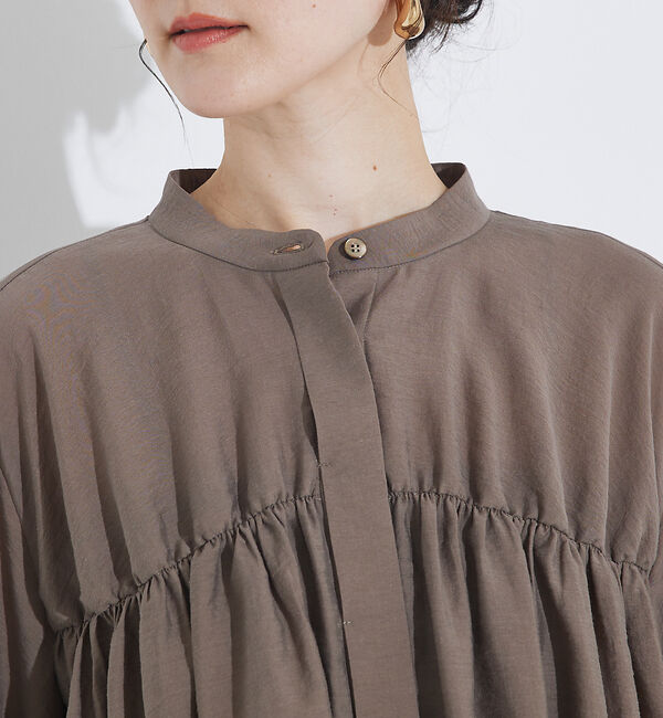 qualite「シャーリングパフスリーブシャツ」|シャツ・ブラウス|