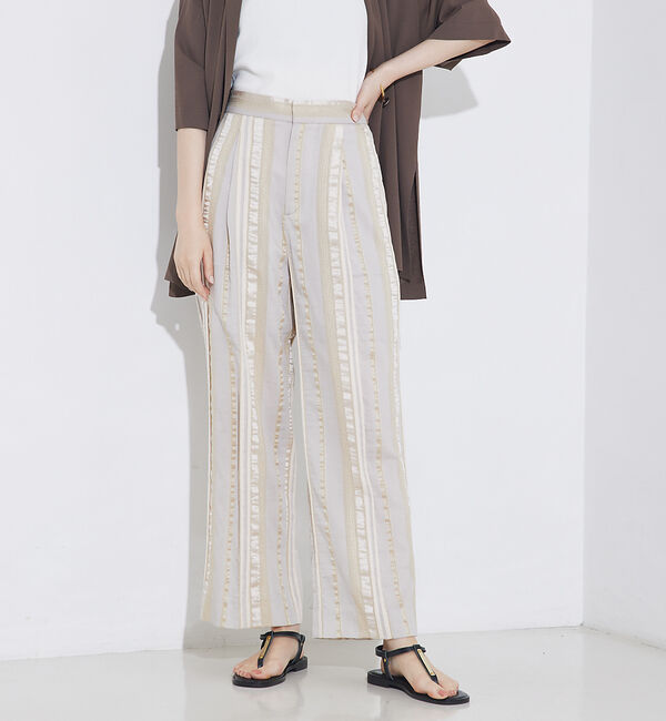 qualite「【セットアップ対応】キュプラストライプパンツ」|その他|ベージュ