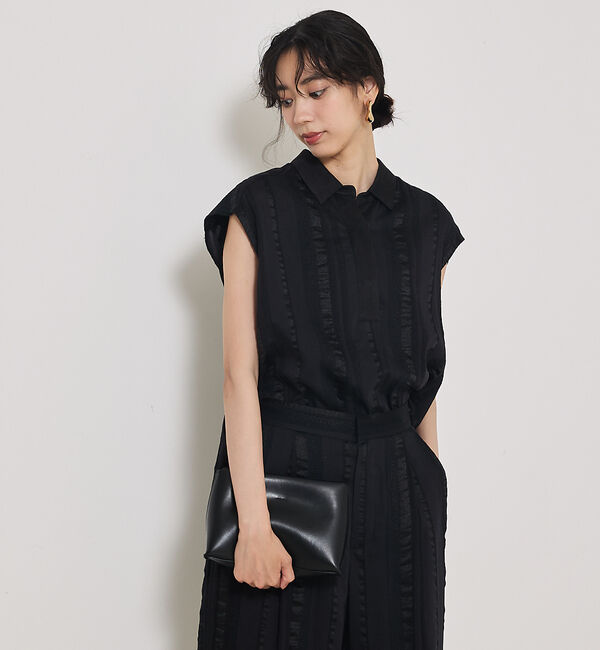 qualite「【セットアップ対応】キュプラストライプスキッパーシャツ」|シャツ・ブラウス|