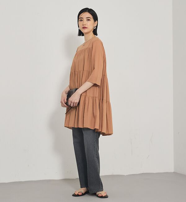 qualite「【e&times;qualite】フレアークロップドデニム」|デニム|