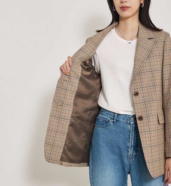 qualite「【Oggi・Can Cam 掲載】【セットアップ対応】TWツイルチェックテーラー」|テーラードジャケット|