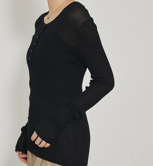 qualite「ヘンリーネックシアーリブニット」|Tシャツ・カットソー|