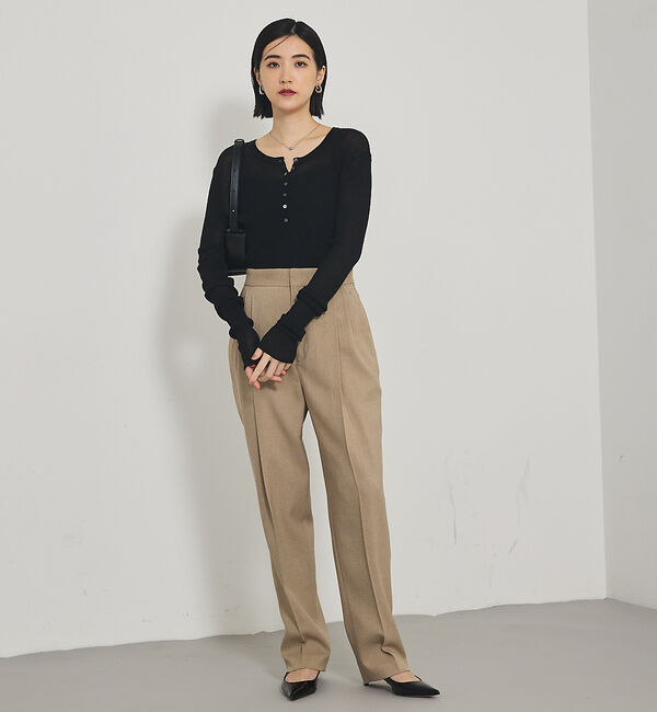 qualite「ヘンリーネックシアーリブニット」|Tシャツ・カットソー|