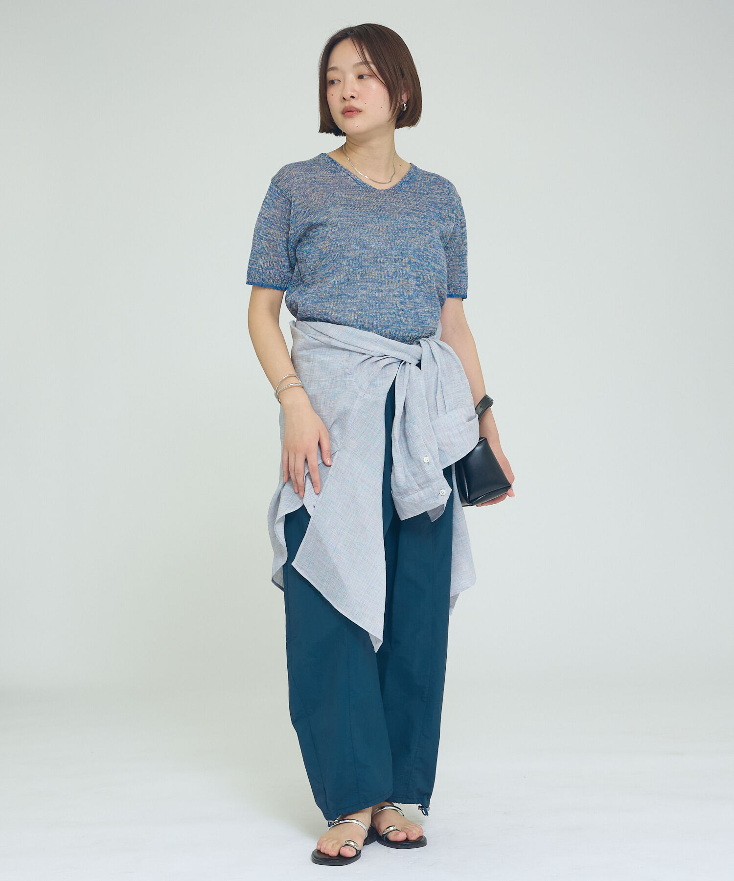 qualite「カラーポリリネンVネックニット【予約】」|ニット・セーター|