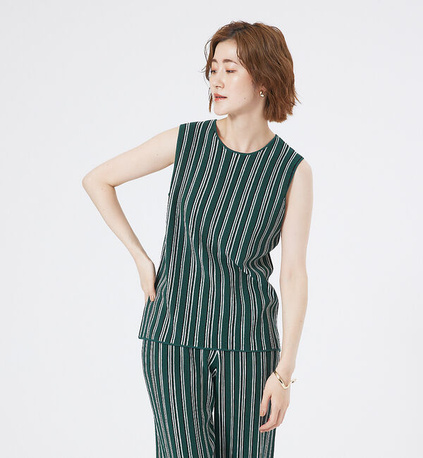 abahouse mavie「ストライプニットノースリーブプルオーバー」|ニット・セーター|