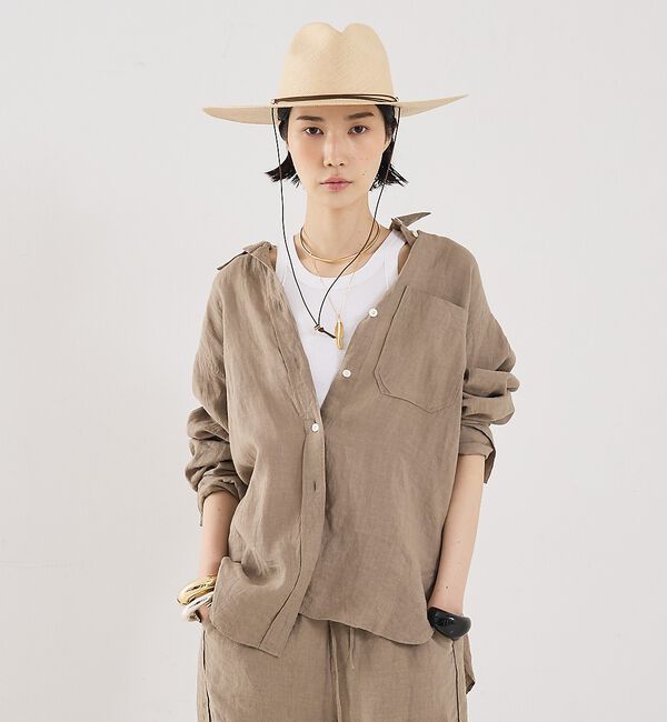 The Store by C' 「【COCUCA】リネンシャツ【予約】」|シャツ・ブラウス|ダークベージュ