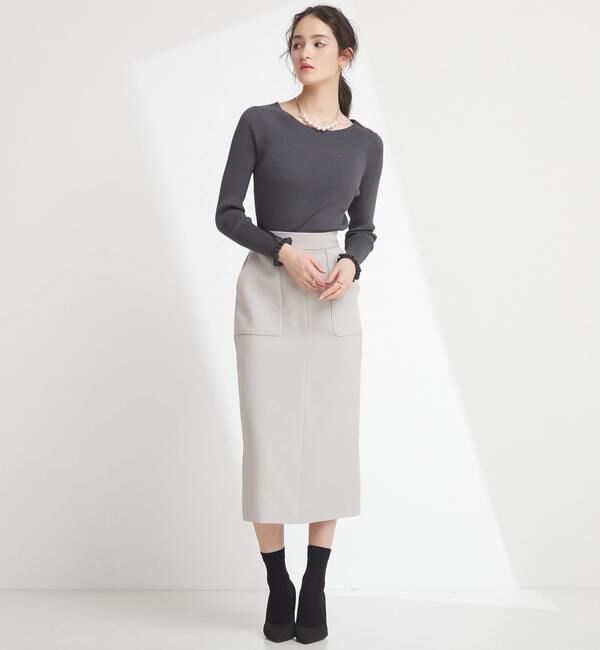 TIARA「プチフリルボートネックリブニット」|ニット・セーター|