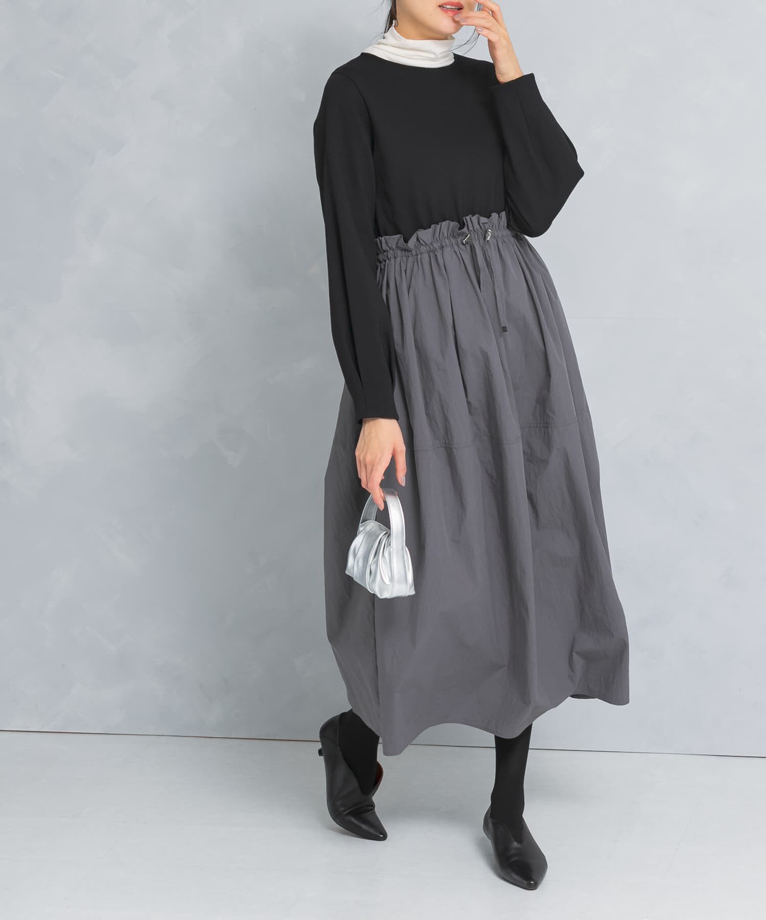 URBAN RESEARCH ROSSO「ドッキングウエストドロストワンピース」|ワンピース|ブラック系その他