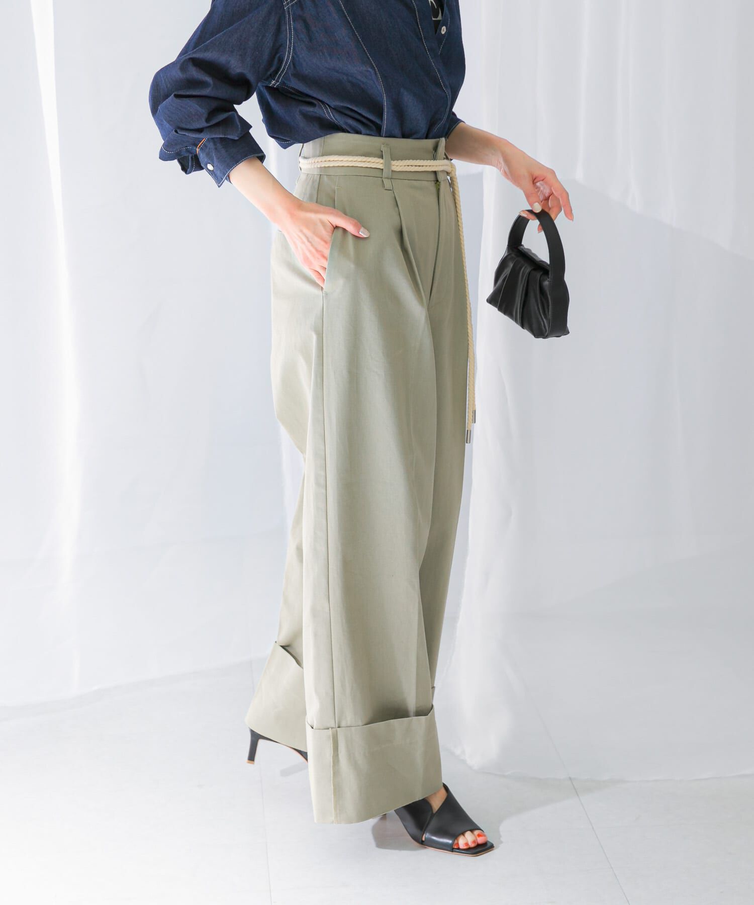 URBAN RESEARCH ROSSO「ベルト付ロールアップパンツ」|その他|ライトカーキ