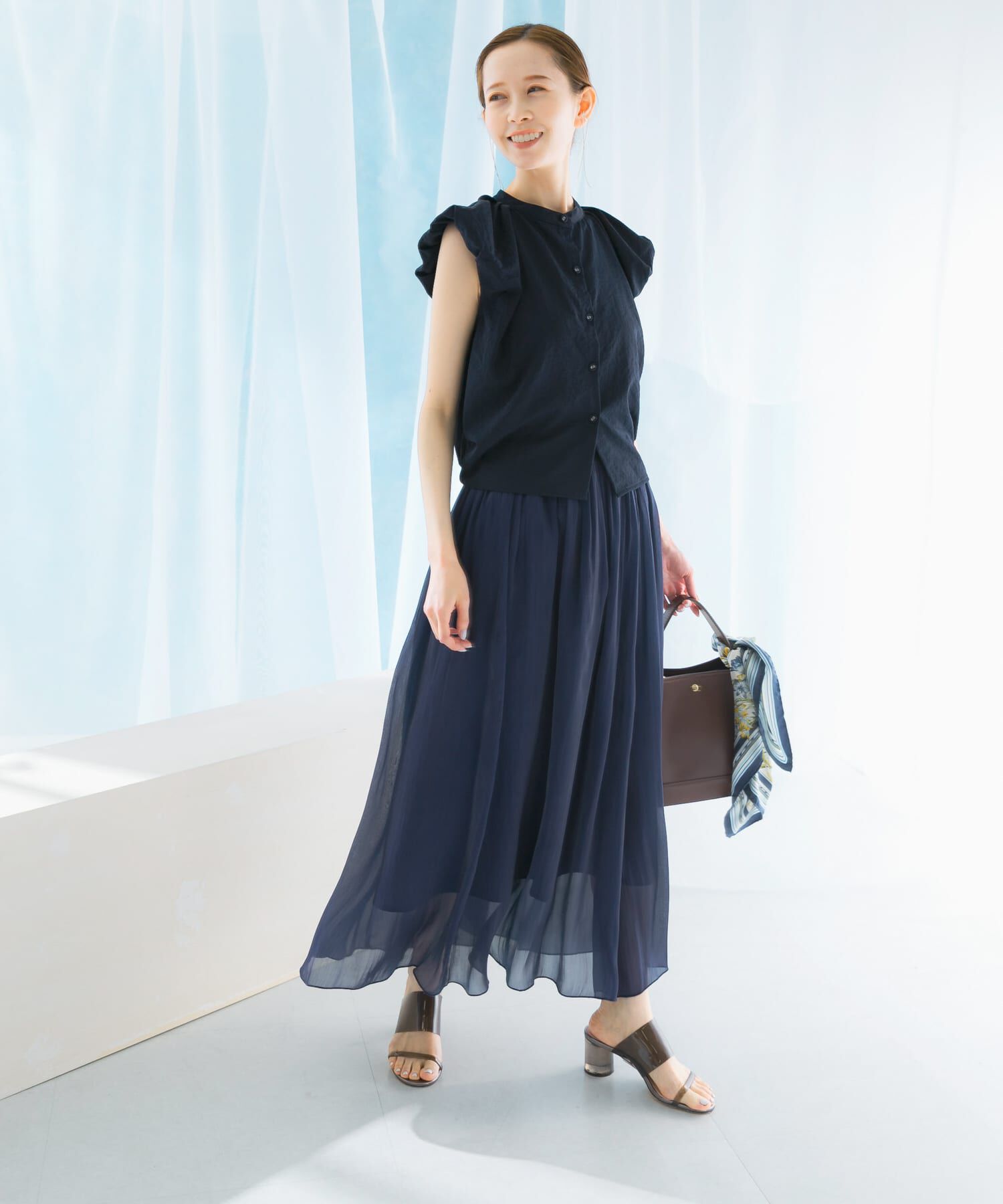 URBAN RESEARCH ROSSO「グロッシーギャザーフレアスカート」|スカート|