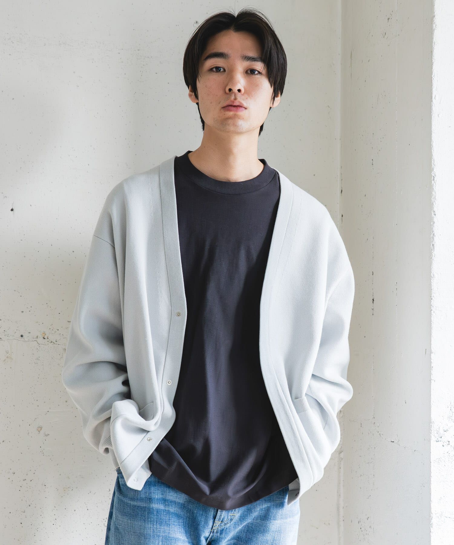 URBAN RESEARCH DOORS「『UR TECH Renew Knit』Vネックカーディガン」|カーディガン|