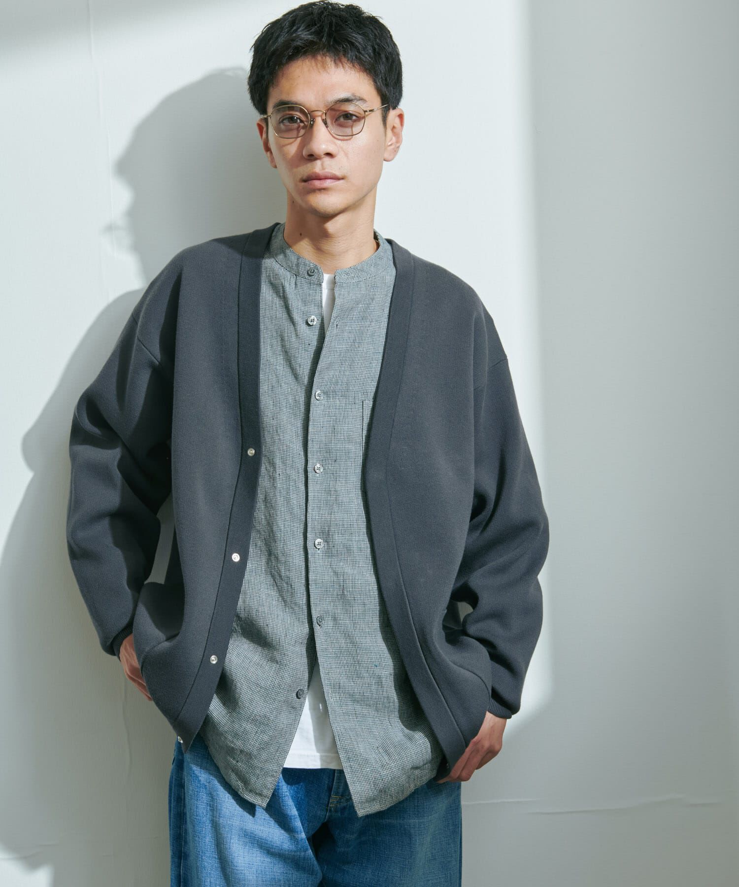 URBAN RESEARCH DOORS「『UR TECH Renew Knit』Vネックカーディガン」|カーディガン|