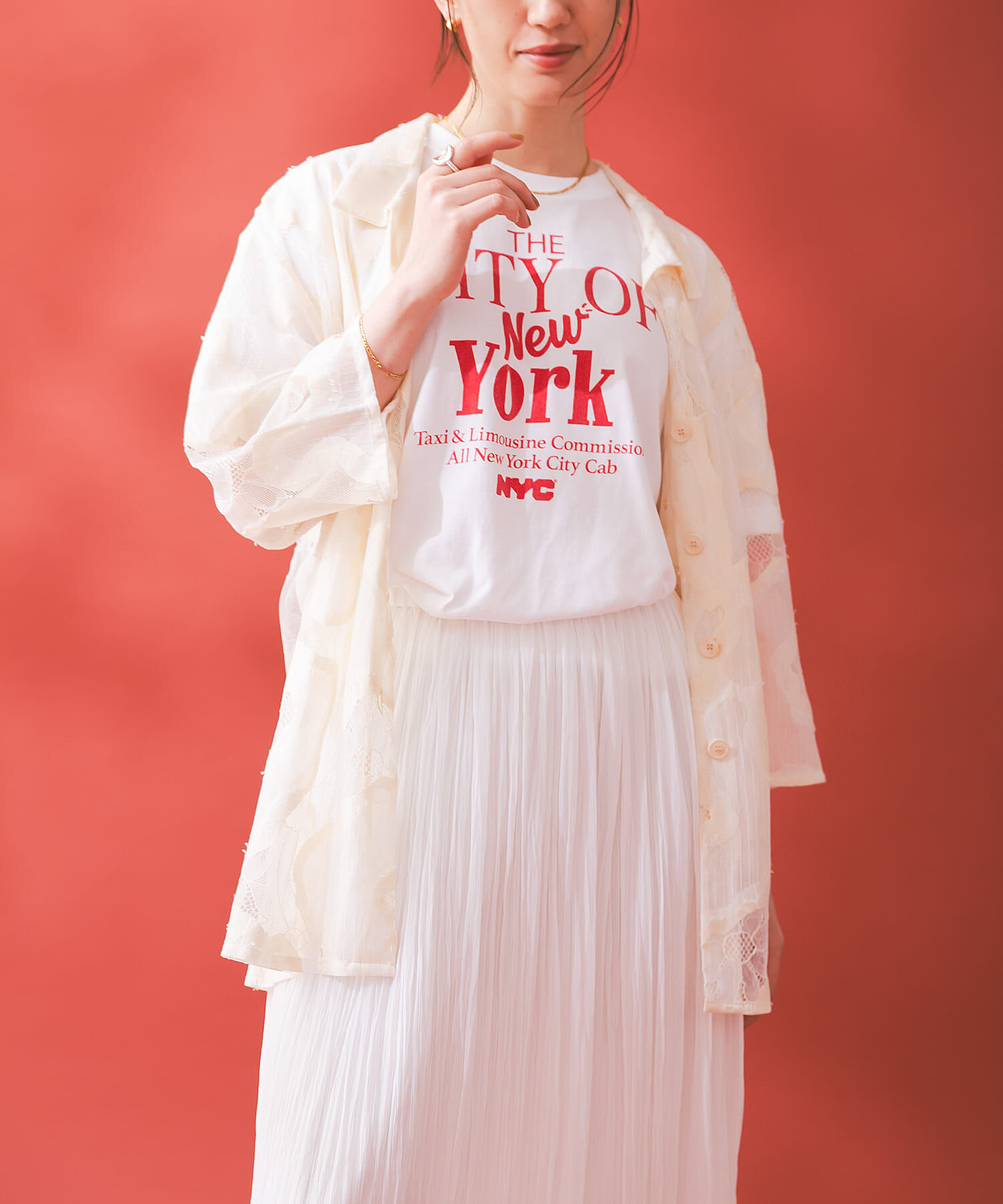 URBAN RESEARCH「ESTHE　OVERSIZED SHEER LACE SHIRTS」|シャツ・ブラウス|