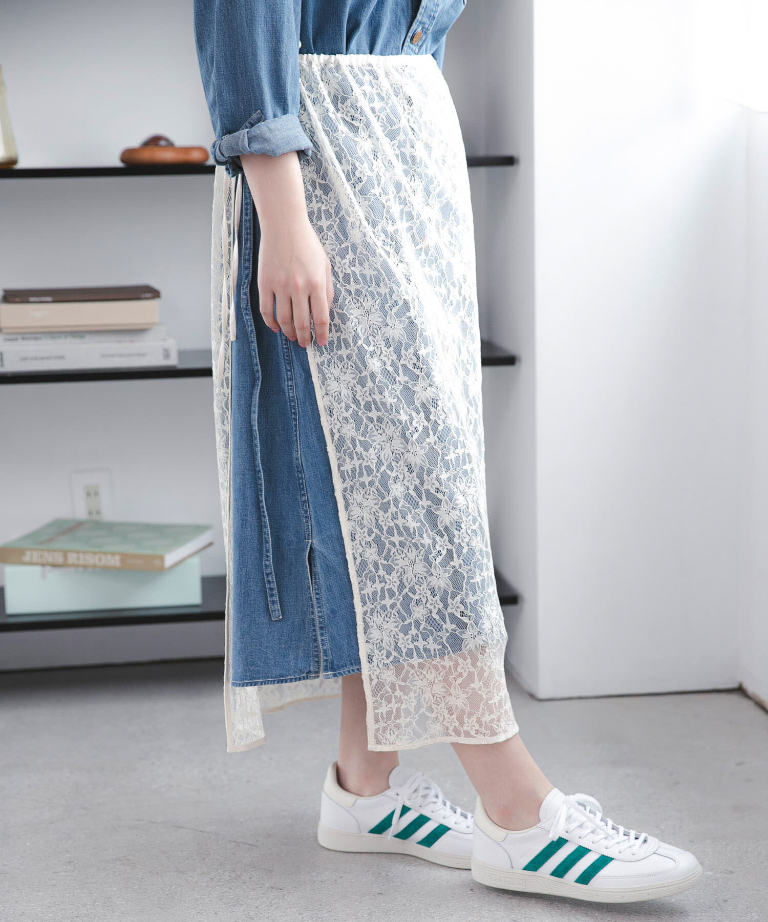 URBAN RESEARCH DOORS「ElisaNovelli　レース巻きスカート」|スカート|ホワイト系その他