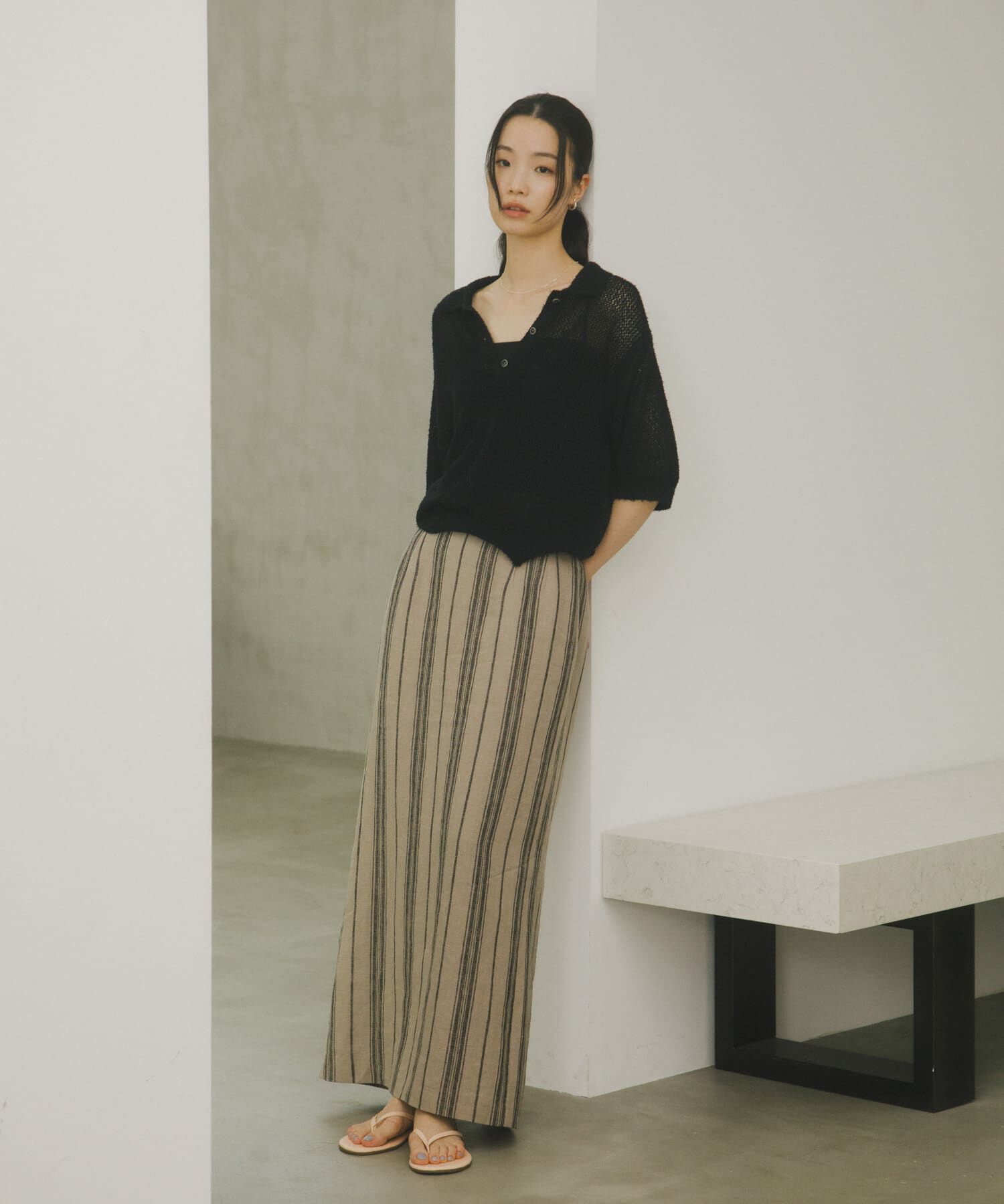 URBAN RESEARCH DOORS「Acetate Mix Collared Knit」|ニット・セーター|