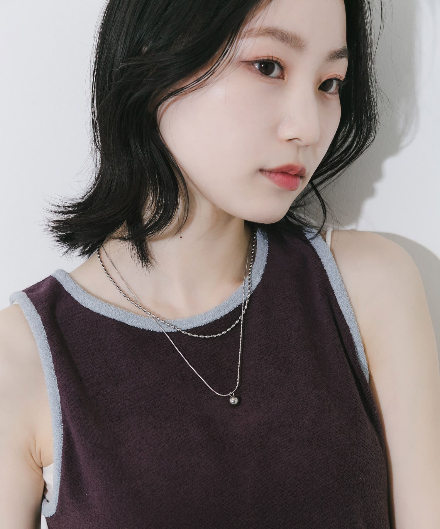 SMELLY「ステンレスボールトップレイヤードネックレス」|ネックレス|