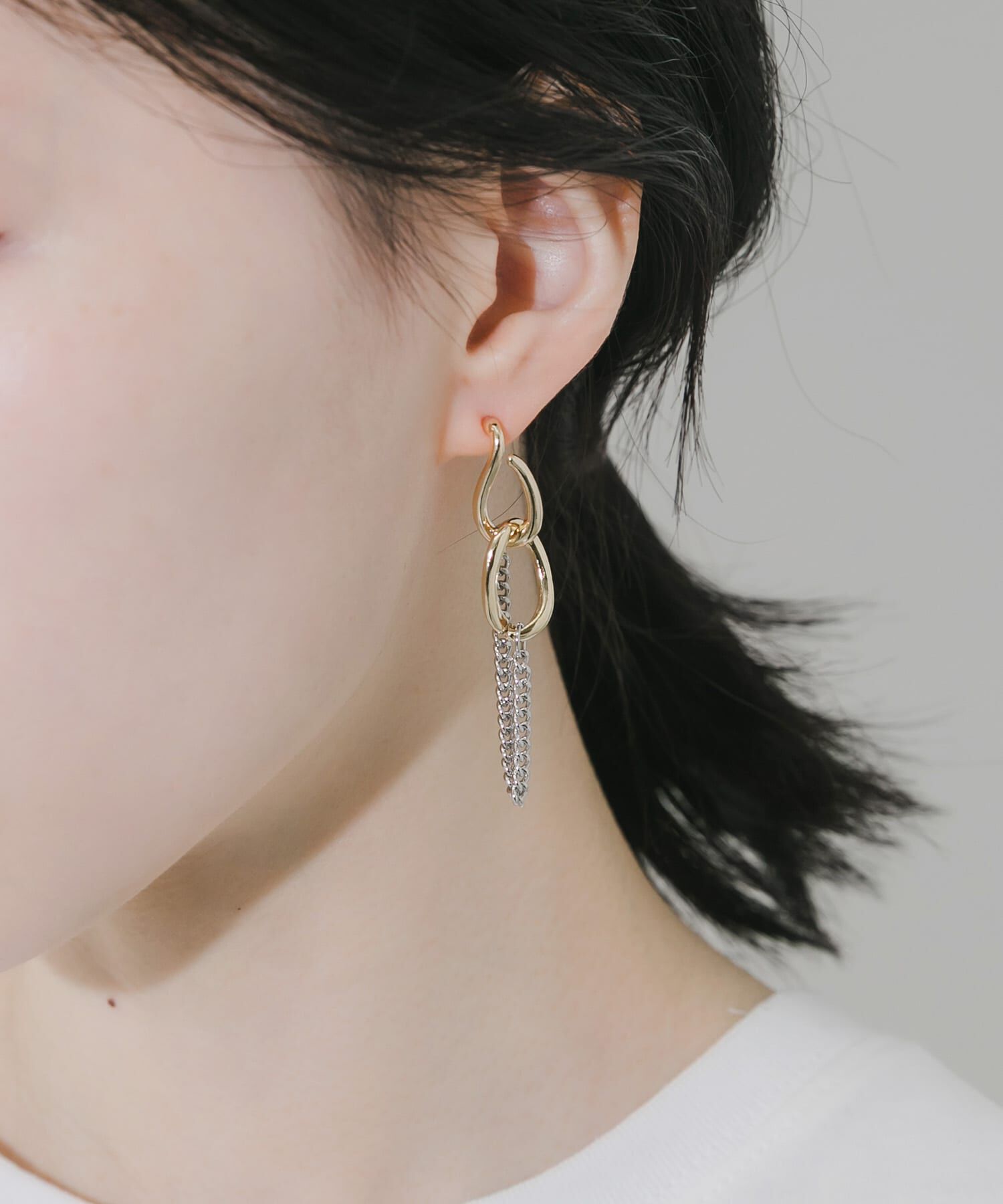 SMELLY「メタルオーバルリンクチェーンピアス」|ピアス|ゴールド系その他