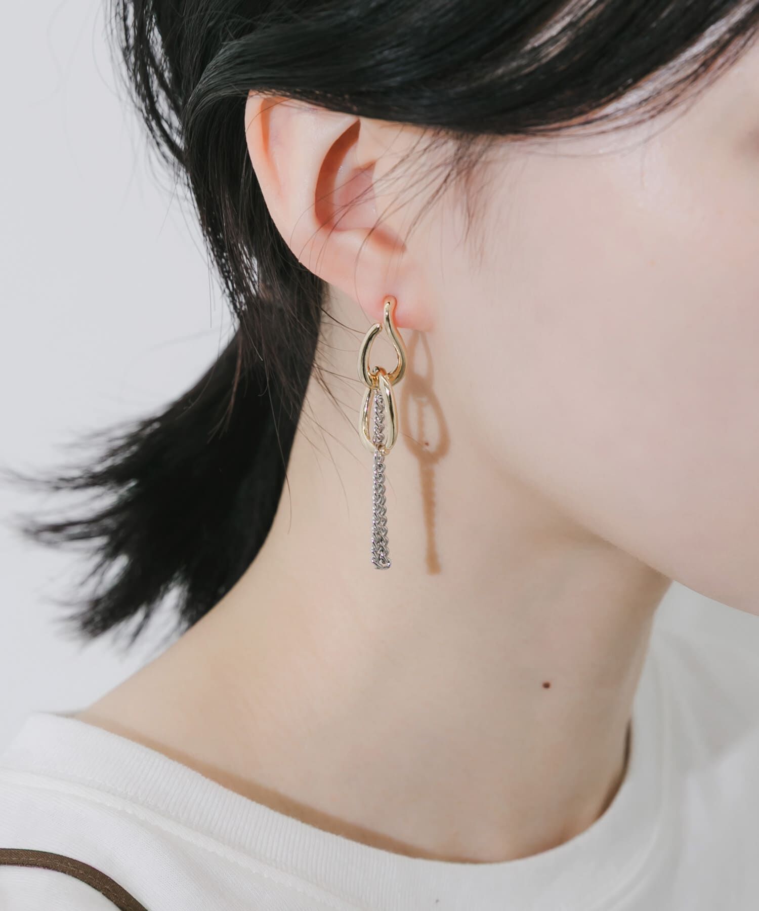 SMELLY「メタルオーバルリンクチェーンピアス」|ピアス|