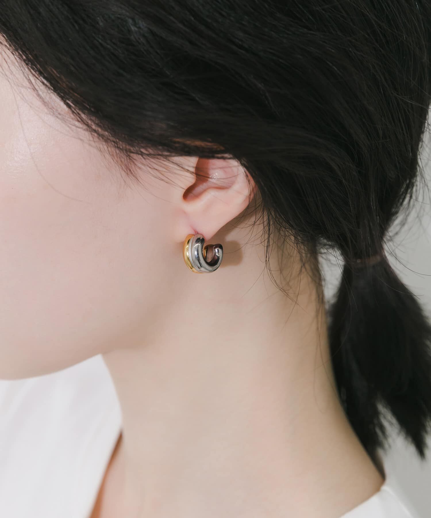 SMELLY「ステンレスコンビフープピアス」|ピアス|