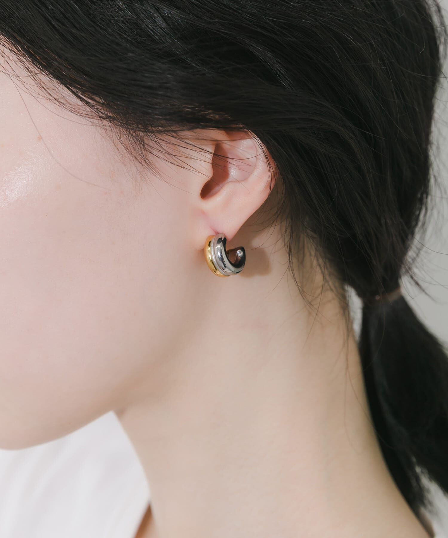 SMELLY「ステンレスコンビフープピアス」|ピアス|