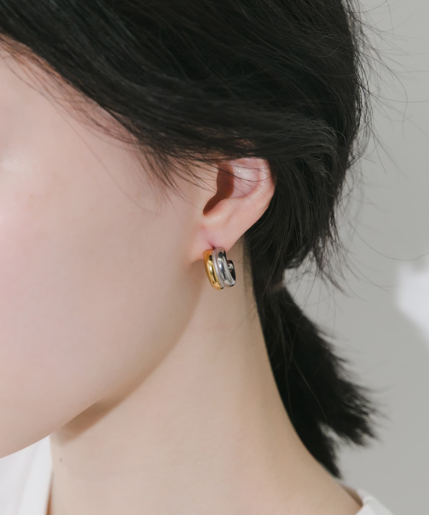 SMELLY「ステンレスコンビフープピアス」|ピアス|