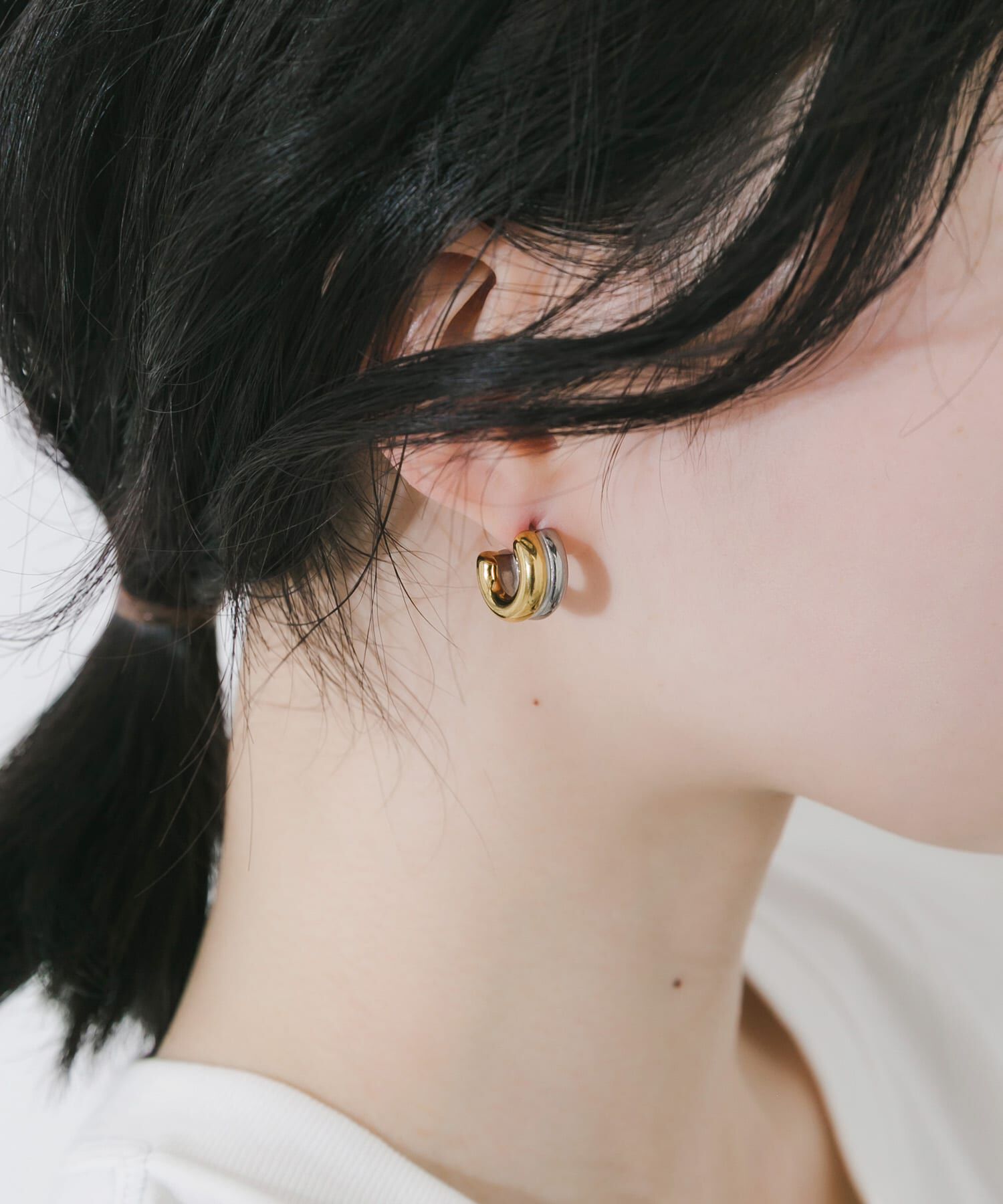 SMELLY「ステンレスコンビフープピアス」|ピアス|