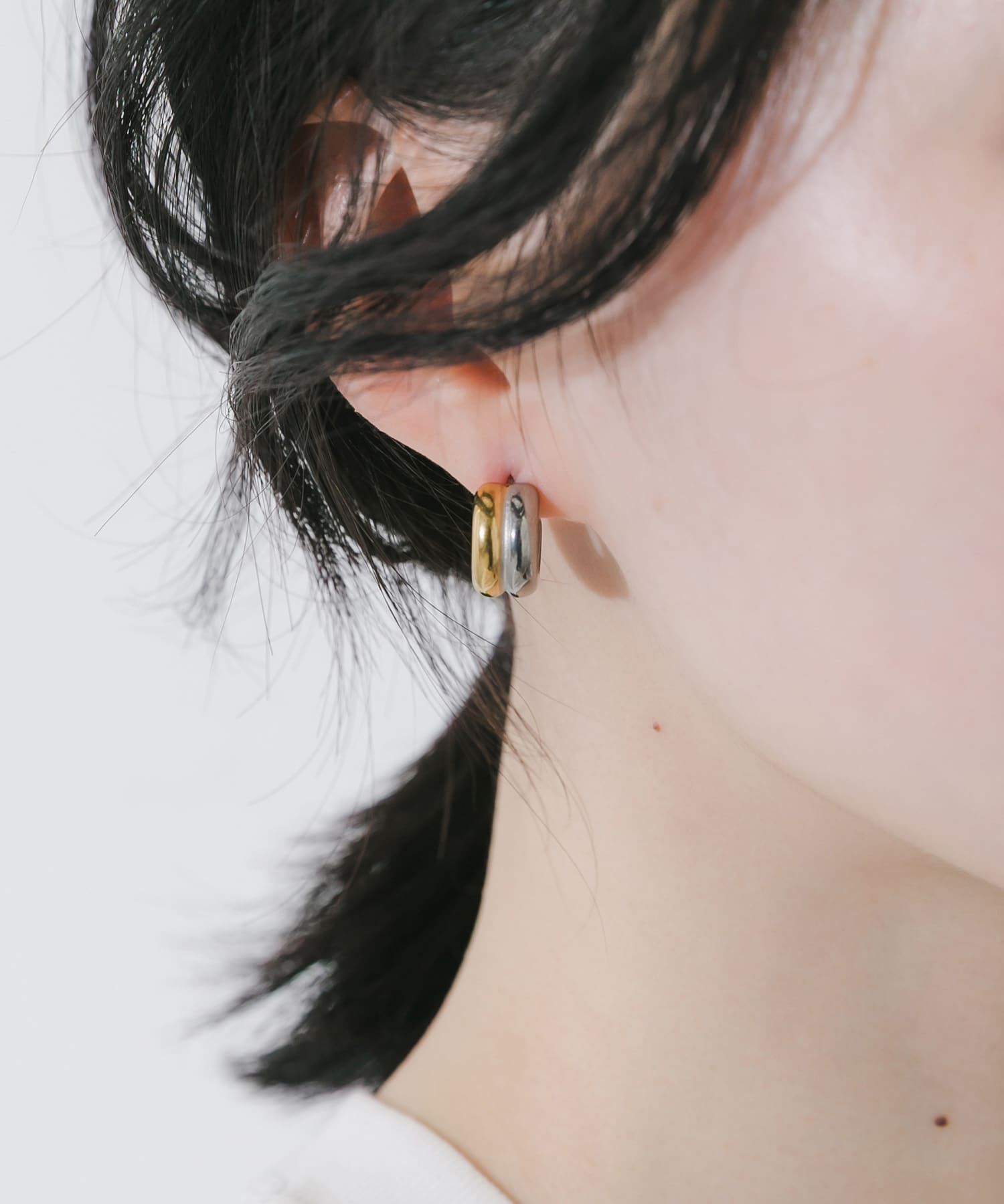 SMELLY「ステンレスコンビフープピアス」|ピアス|