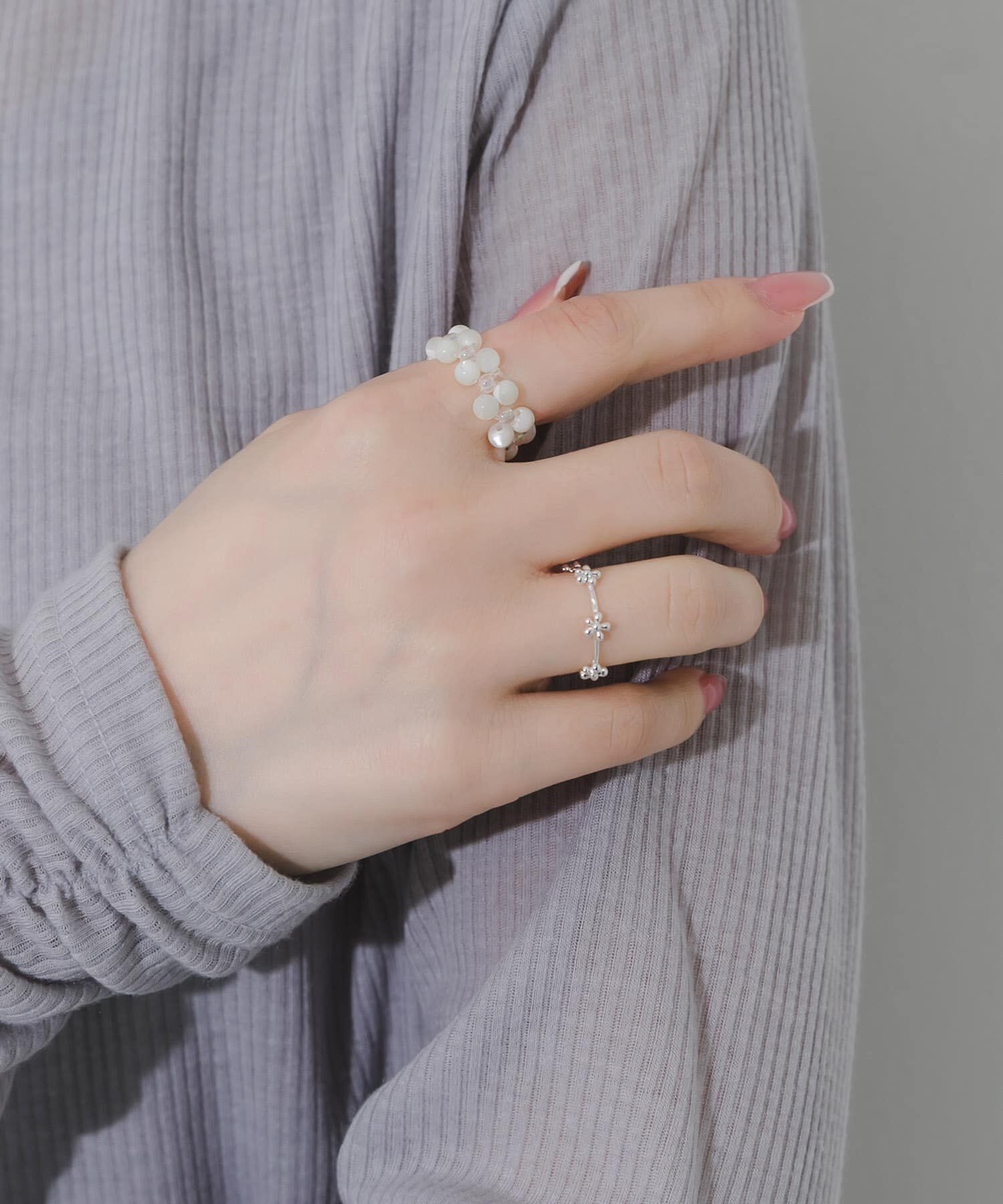 SMELLY「ビーズフラワー2セットリング」|リング|