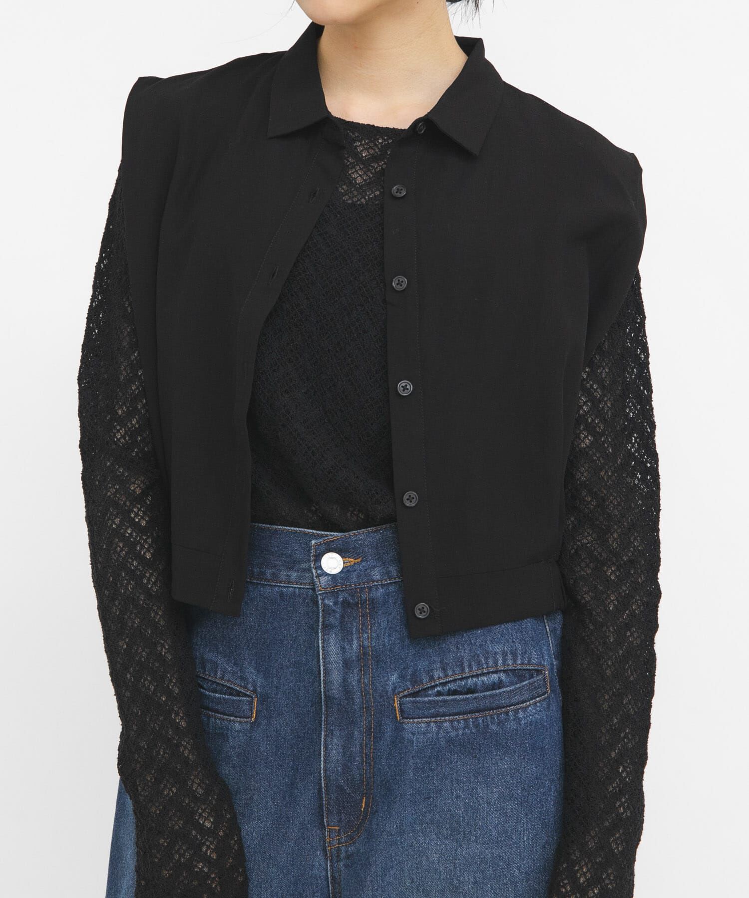  「シュリンクレーストップス」|Tシャツ・カットソー|ブラック