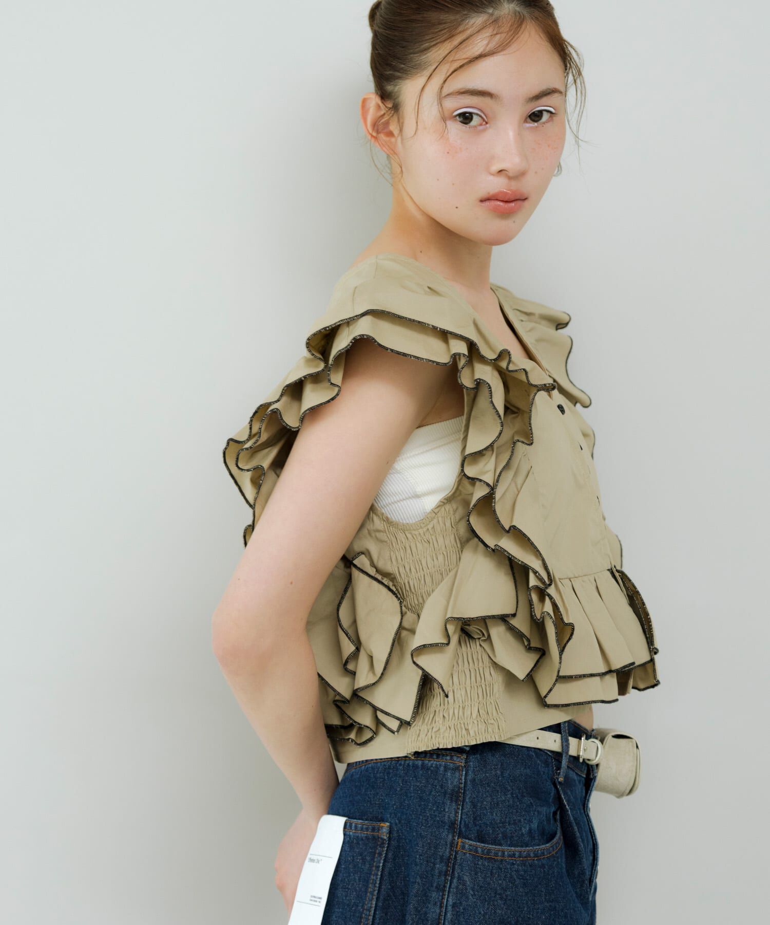  「2WAYバイカラーフリルブラウス」|シャツ・ブラウス|