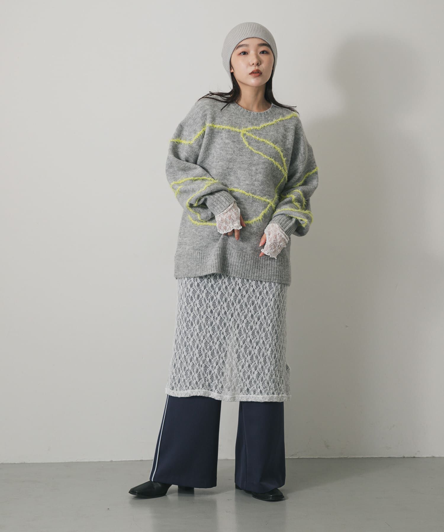 SENSE OF PLACE by URBAN RESEARCH「シャギーラインルーズニット」|ニット・セーター|グレー